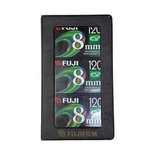 Fuji 8mm Video Cassette Tape 120 P6-120 3-Pack with Library Case New Sealed